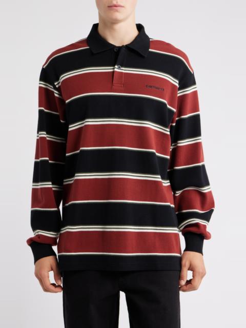 Carhartt Carhartt Work In Progress Malone Long Sleeve Cotton Rubgy Shirt in Malone Stripe Dark Brick at Nords