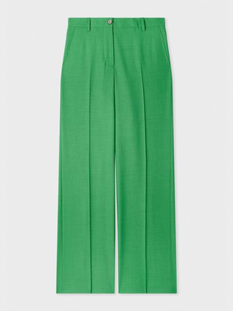 Paul Smith Women's Green Wool-Blend Wide-Leg Trousers