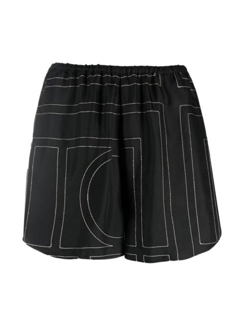 Monogram silk shorts
