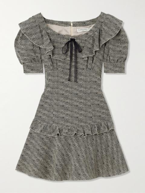 Alessandra Rich Tiered Leopard-print Silk Mini Dress