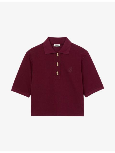 Sandro Button-Embellished Embroidered Cotton Polo Shirt