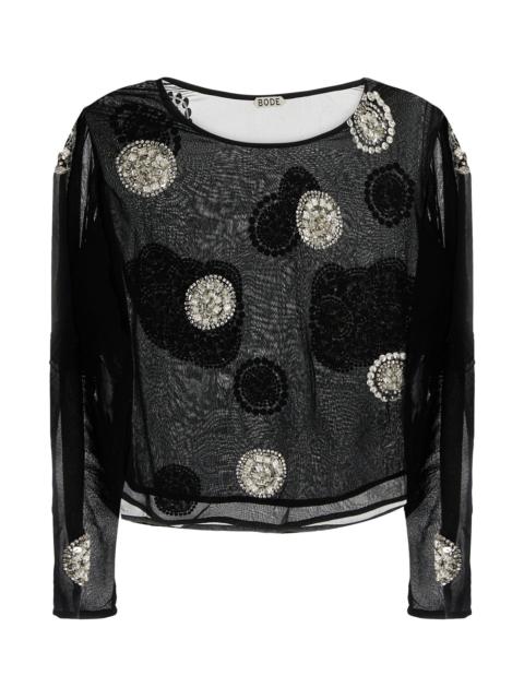 BODE Black crepe Brooch top