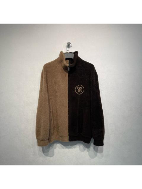 FENDI Fendi runway collection shearling and leather paneled zip-up jacket