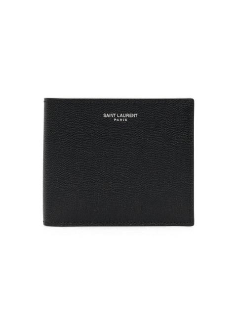 SAINT LAURENT Saint Laurent Grain De Poudre Leather Bi-fold Wallet Black