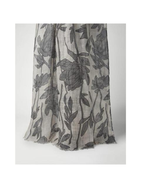 Brunello Cucinelli Brunello Cucinelli Women'S Beige Linen Floral Scarf