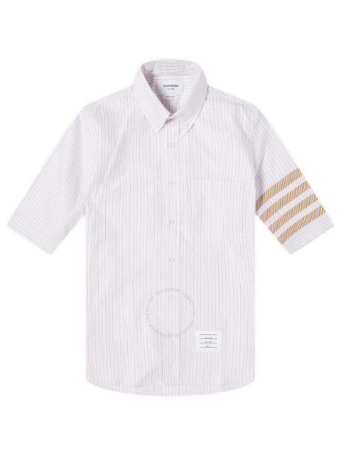 Thom Browne Men's Stripe Oxford 4-Bar Short Sleeve Shirt