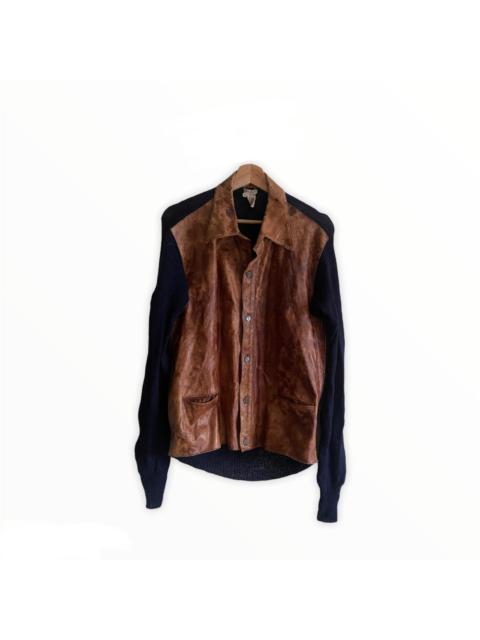 Other Designers Vintage - Italian Designer Leather Knit Sweater