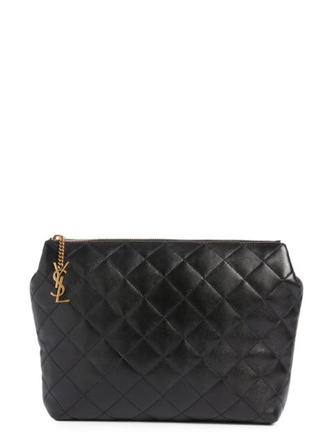 SAINT LAURENT Saint Laurent Large Cassandre Leather Cosmetics Bag in Noir at Nordstrom