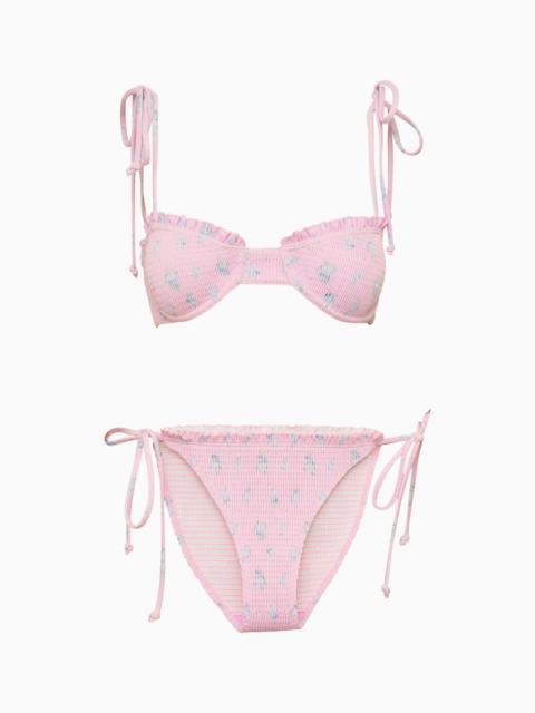 LoveShackFancy Quinley Smocked Floral Bikini