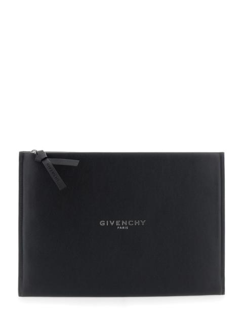 Givenchy Givenchy Men 'Antigona' Black Clutch With Logo Lettering On The Front In Leather For Women