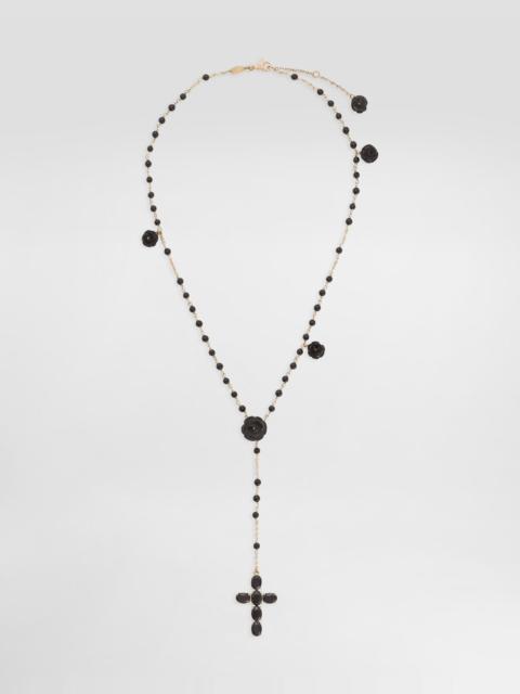 Dolce & Gabbana Sicily Rosary Necklace 18-carat yellow gold, black sapphires and black jade