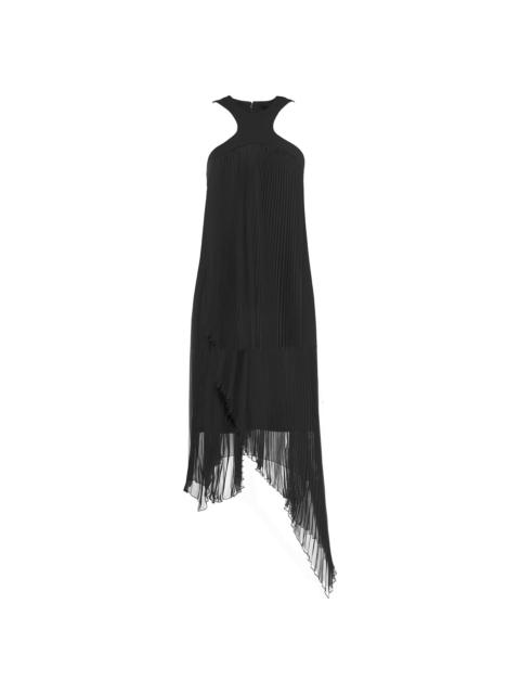 Black Pleated Dress With Asymmetrical Bottom