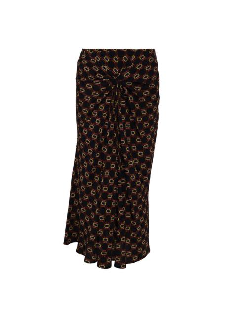Dries Van Noten Bias Cut Skirt With Knot Detail