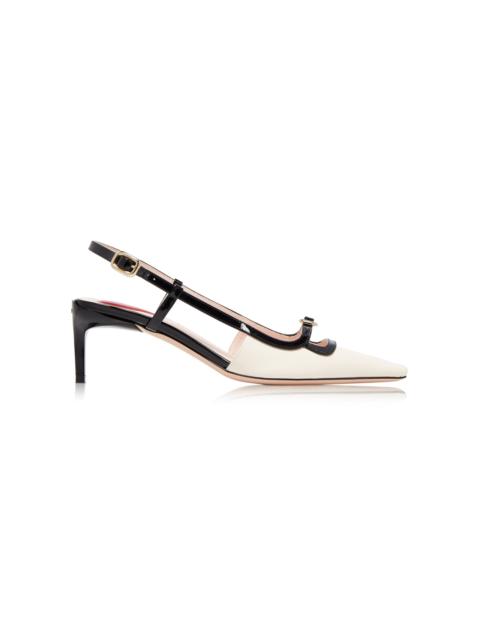 Roger Vivier Mini-Buckle Patent Leather Slingback Pumps white