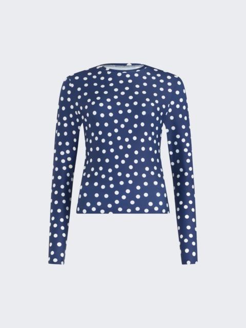 Jean Paul Gaultier Lycra Polka-dot Top Navy