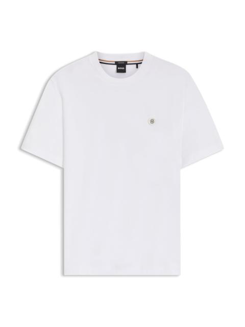 BOSS MERCERIZED-COTTON T-SHIRT WITH DOUBLE B MONOGRAM