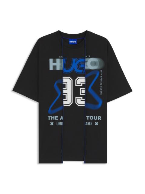 HUGO COTTON-JERSEY T-SHIRT WITH LAYERED EFFECT