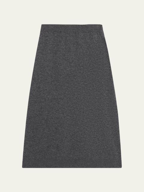 Brunello Cucinelli A-Line Double Cashmere Midi Skirt