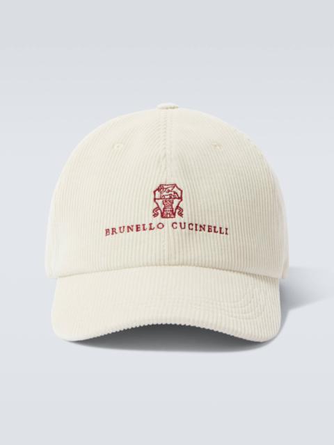 Brunello Cucinelli Logo cotton and cashmere corduroy baseball cap