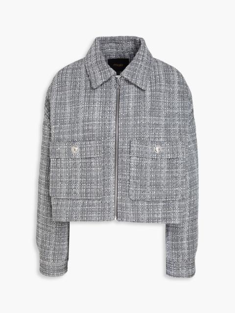 maje Cropped sequin-embellished tweed jacket