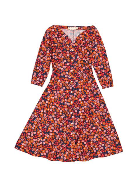 Marni Ladies Floral-print Midi Shirt Dress