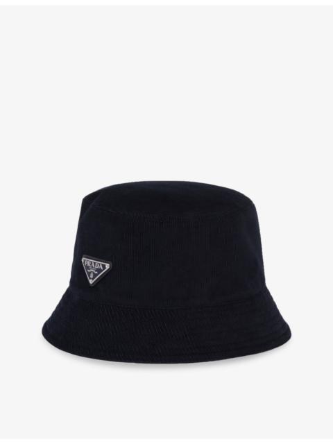 Prada Brand-plaque wide-brim corduroy bucket hat
