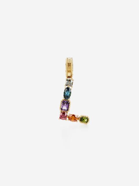 Dolce & Gabbana Charm L Lettering 18-carat yellow gold and multicolored gems