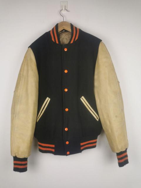 Other Designers Vintage - Vtg Admiral Sportwear Wool Varsity Jacket Leather Sleeve