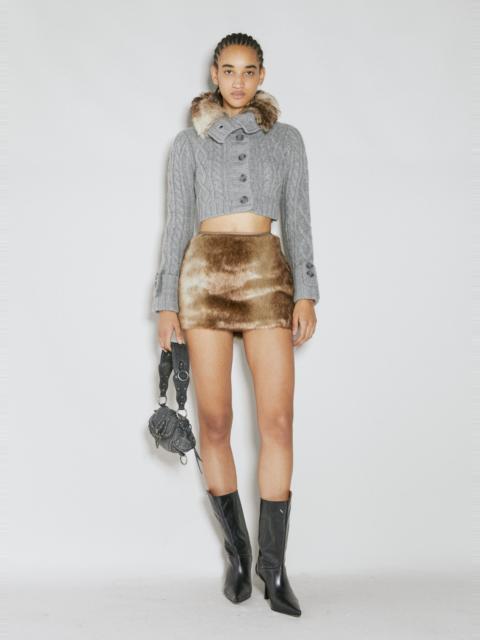 GUESS USA Faux Fur Cable Sweater