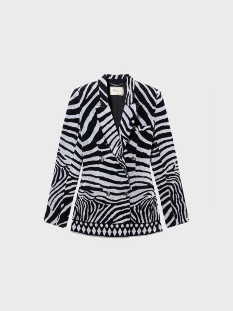 Blumarine DOUBLE-BREASTED JACQUARD JACKET WITH ZEBRA DESIGN