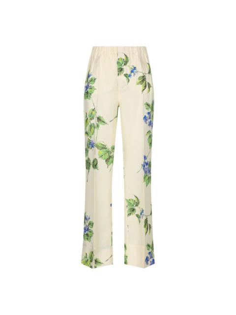 Floral-printed Elasticated Waistband Trousers