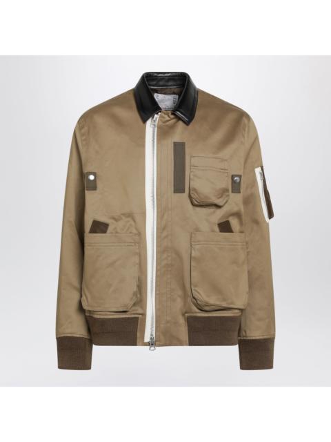 sacai Sacai Beige Cotton And Nylon Bomber Jacket Men