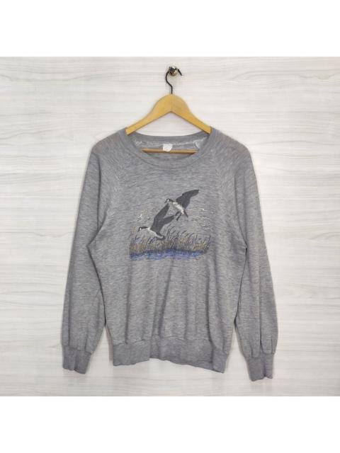 Other Designers Vtg 80s Destressed Raglan Sweatshirt Vintage Goose Sweater
