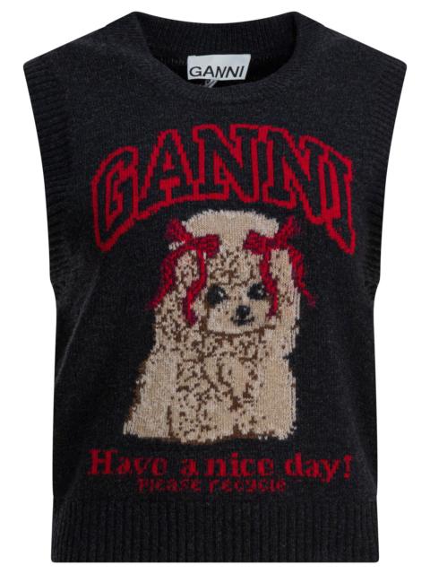GANNI Ganni Wool Vest With Logo