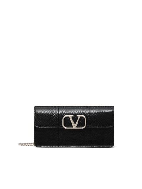 VLogo Signature leather chain wallet