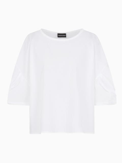 EMPORIO ARMANI POPLIN BLOUSE WITH TWISTED SLEEVES