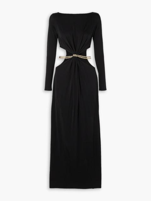 Cult Gaia Grecia embellished cutout stretch-jersey gown