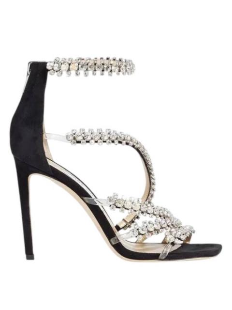 JIMMY CHOO Jimmy Choo Josefine 100 Crystal-Embellished Suede Sandals