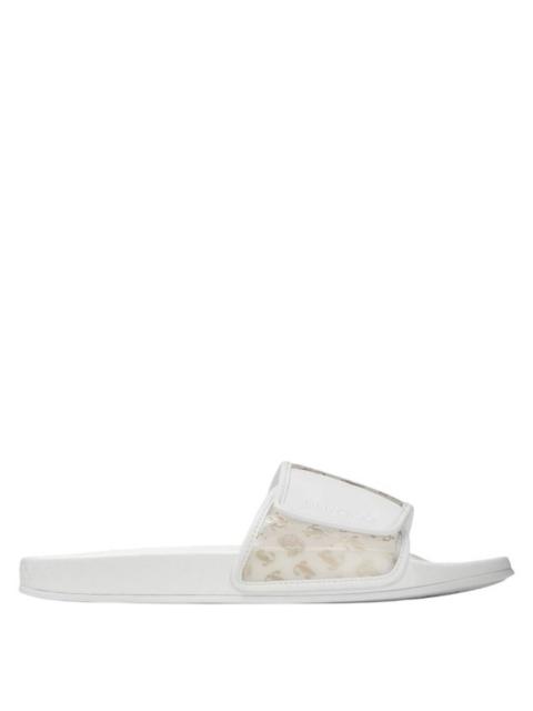 JIMMY CHOO Jimmy Choo Fitz Monogram Print Plexi Sandals, Brand Size 41 ( US Size 8 )
