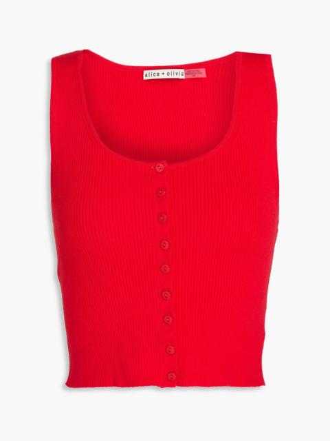 Alice + Olivia Daryn cropped ribbed cotton-blend tank