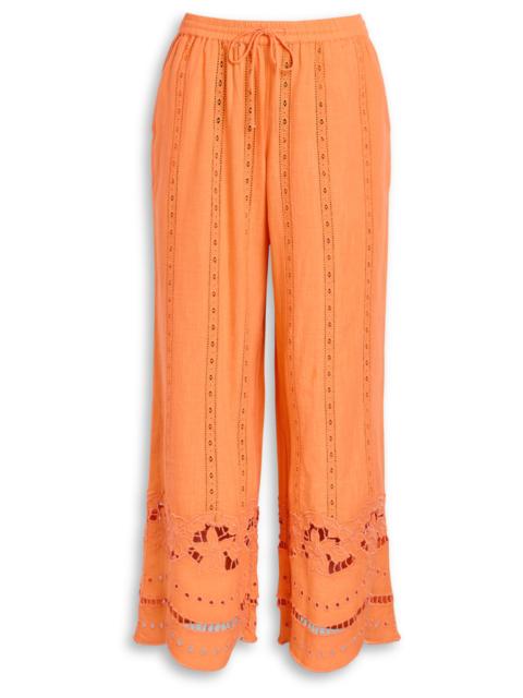 DAMSON MADDER. Damson Madder Martina Embroidered Cotton-blend Trousers