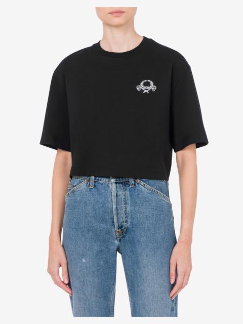 Moschino CROPPED T-SHIRT LAUREL CROWN LOGO
