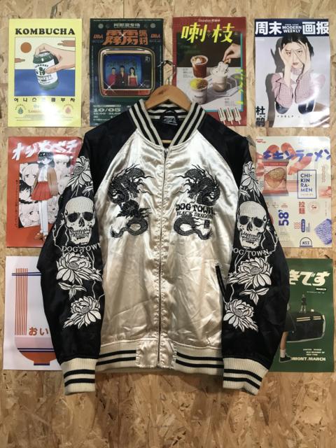 Other Designers Dogtown Black Dragon Skull Flower Dragon Hawk Embroidery