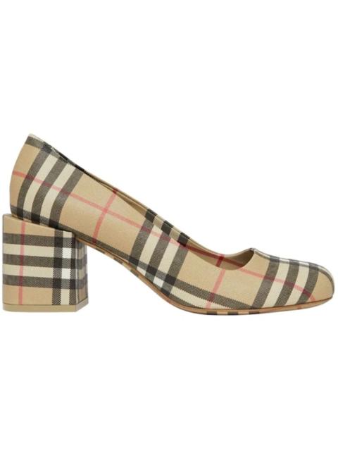 Burberry Burberry Joy Vintage Check Block Heel Pumps Beige (Women's)