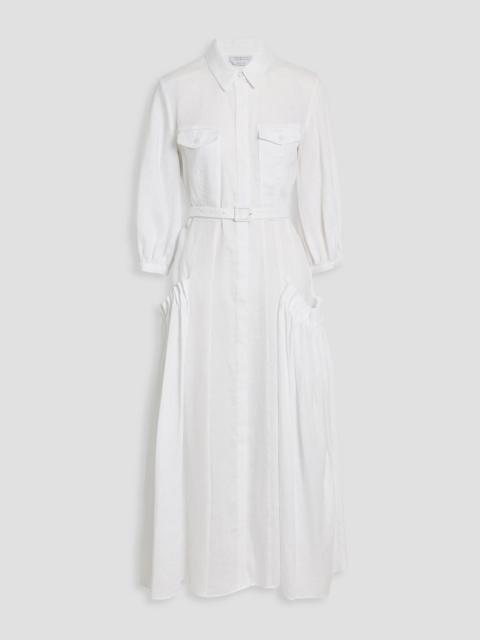 GABRIELA HEARST Woodward belted pleated linen midi shirt dress