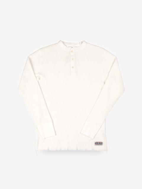 Iron Heart IHTL-1213-WHT Waffle Knit Long Sleeved Thermal Henley - White