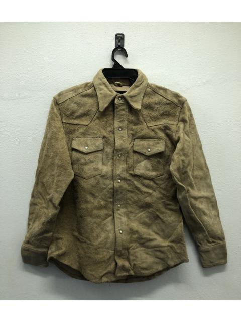 Other Designers Vintage - Trans Continents Genuine Cowhide Western-Style Leather Shirt