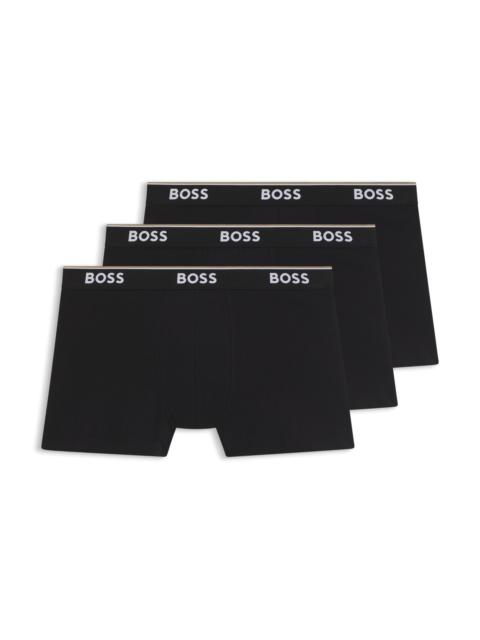 BOSS THREE-PACK OF STRETCH-COTTON BOXER BRIEFS WITH LOGOS
