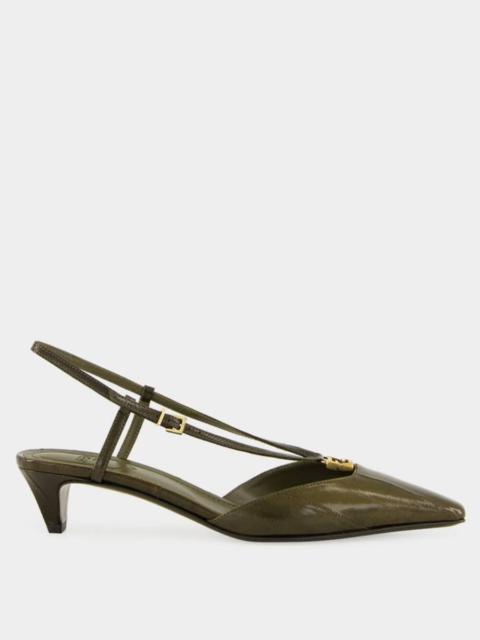 FENDI Fendi FFold Leather Low-Heeled Slingback Pumps