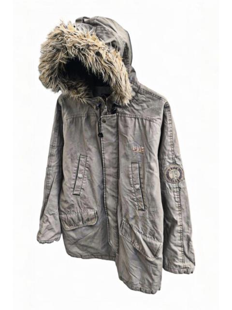 Levi's trashed vintage 90s levis red tab parka jacket furhood